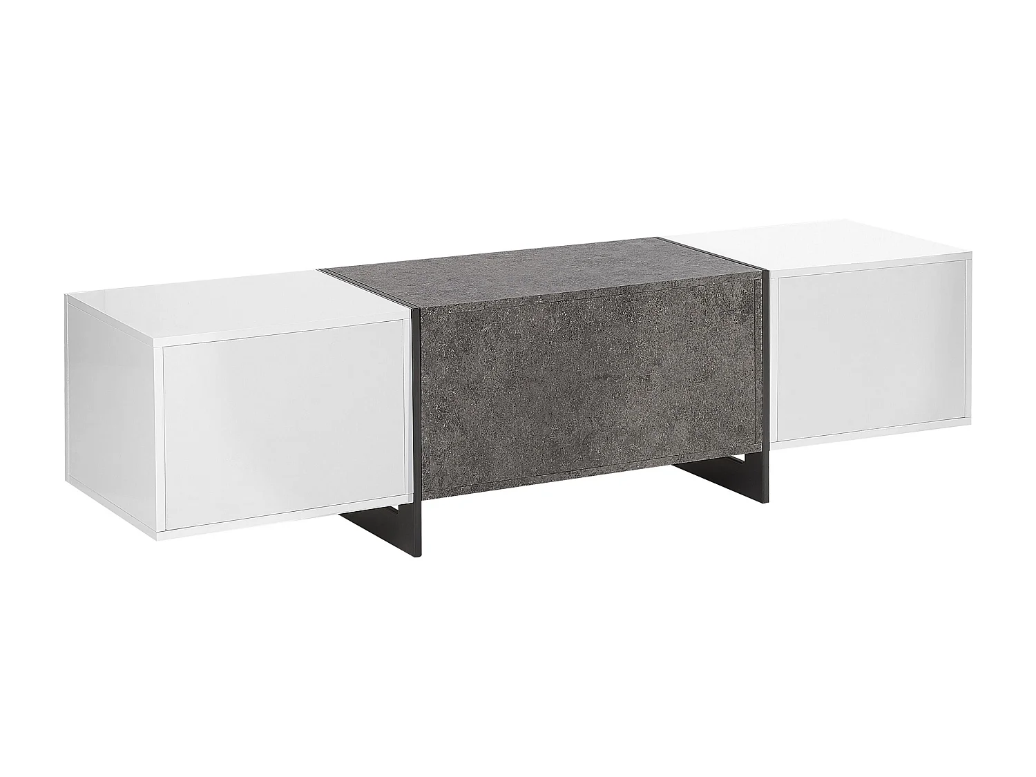 TV-Schrank weiß / Betonoptik mit LED-Beleuchtung Schublade 2 Schränken Russel