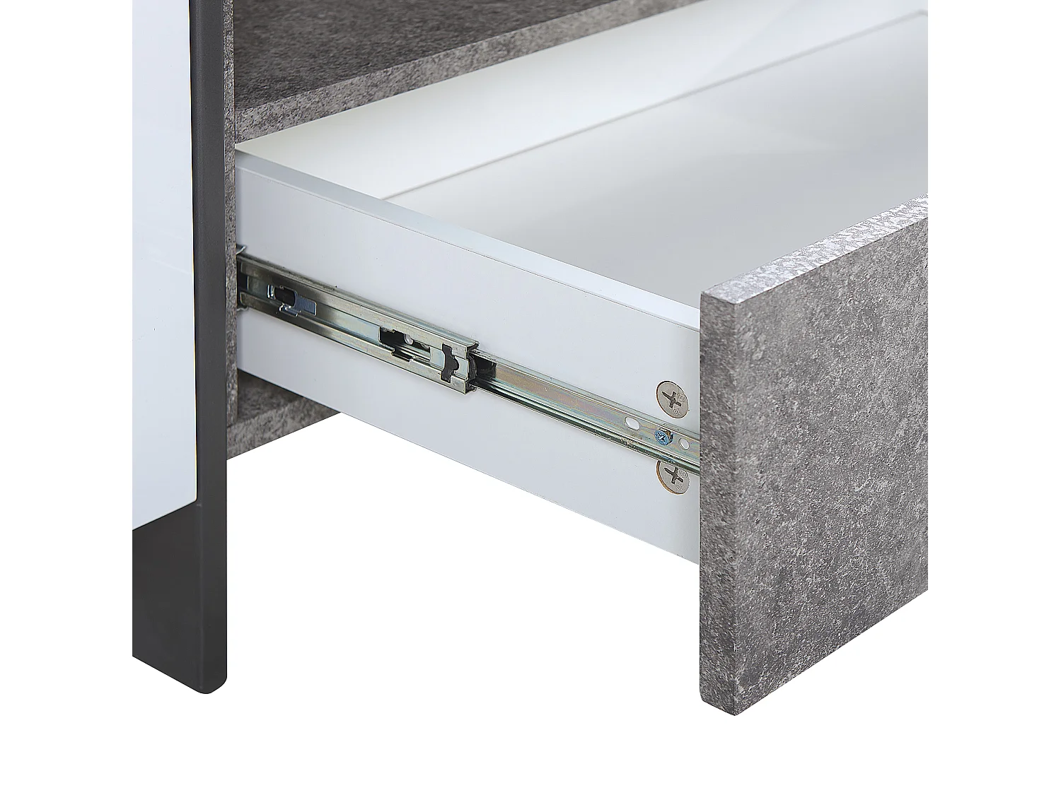 TV-Schrank weiß / Betonoptik mit LED-Beleuchtung Schublade 2 Schränken Russel