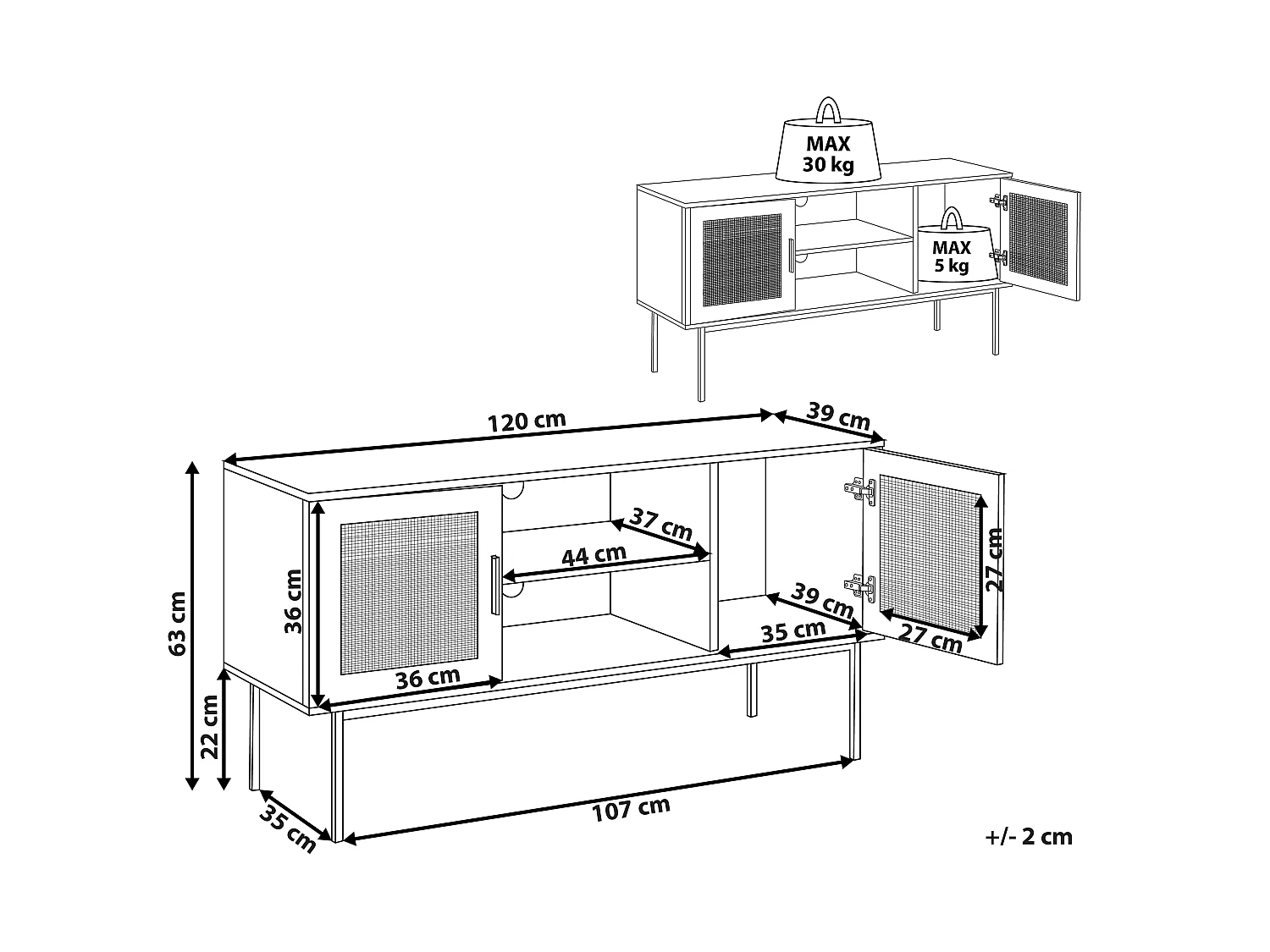 TV Stand PASCO Rattan Light Brown