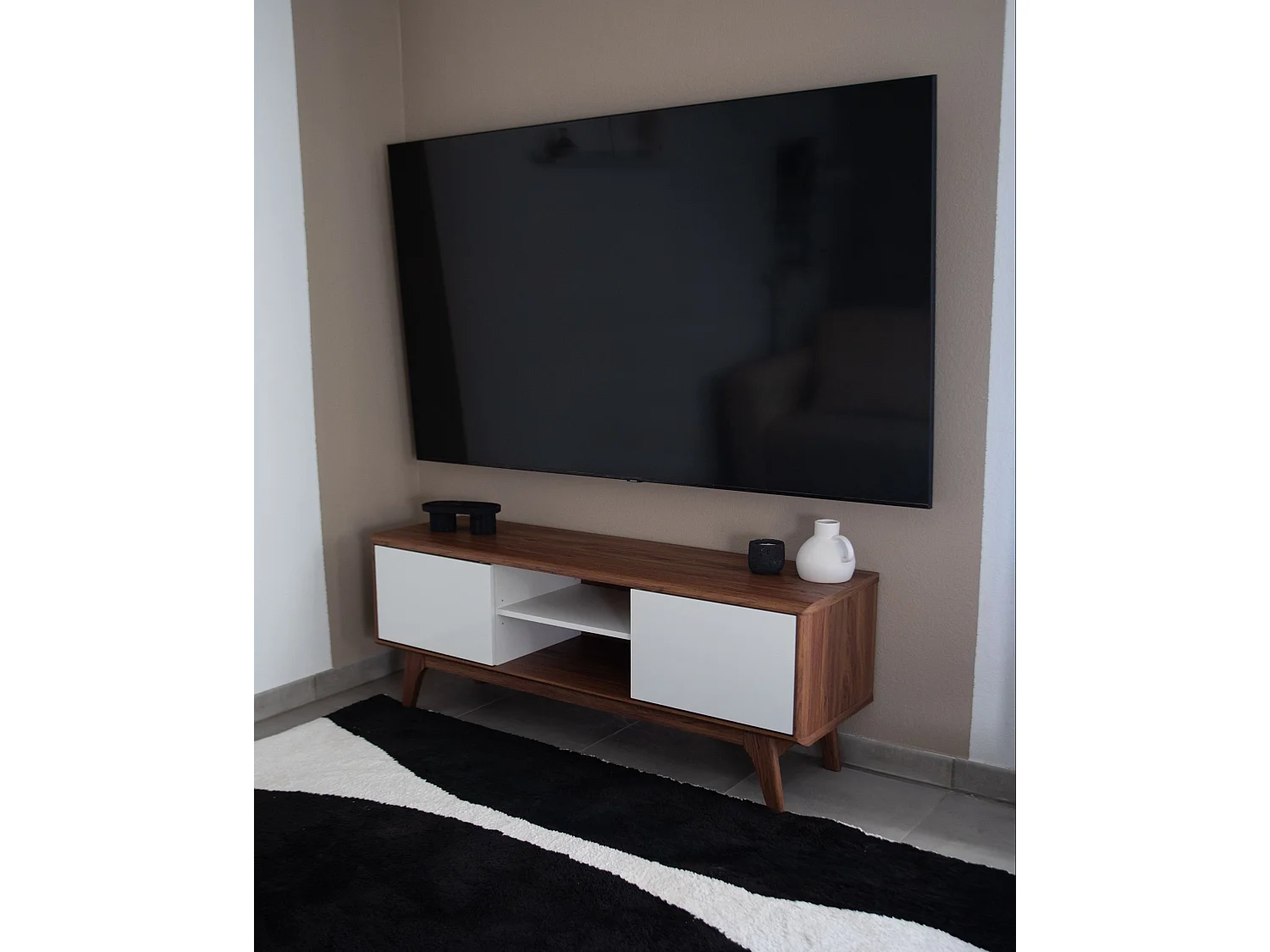 Meuble TV ROCHESTER Marron/blanc