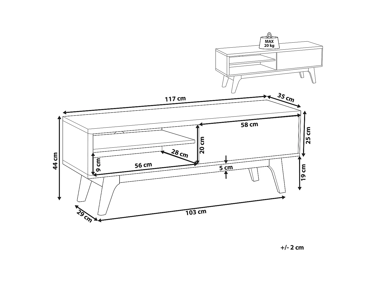 Szafka RTV BUFFALO Brązowy/ biały