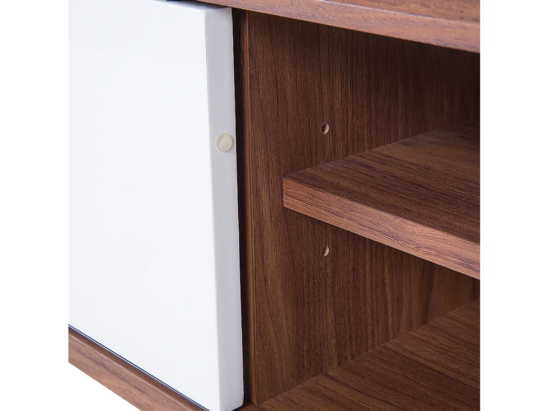 Fernsehtisch moderner Stil 2 Fächer MDF-Platte dunkler Holzfarbton/weiß Buffalo