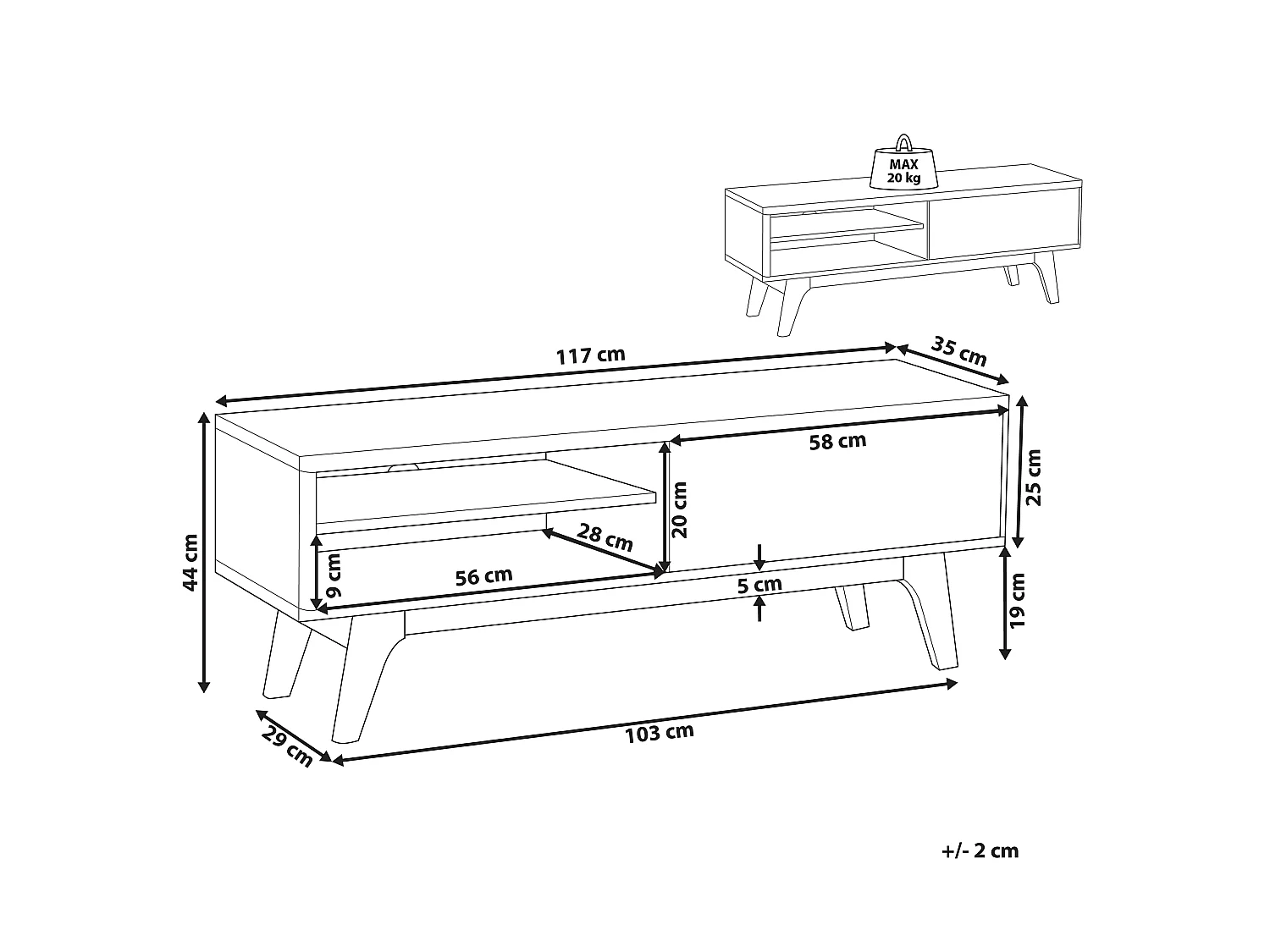 TV Stand BUFFALO Brown/ White