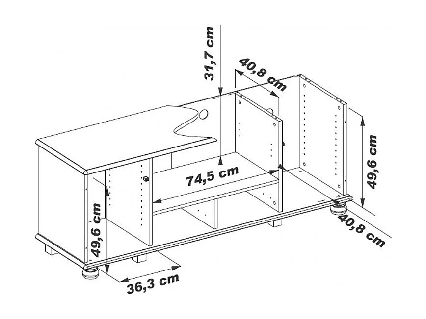 Meuble TV 70 Pouces Chêne 2 Portes 2 Tiroirs 6 Niches L 158.8 H 60.3 P 46 cm