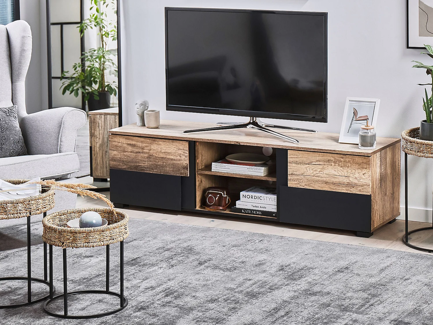 TV-meubel STERLING Bruin/zwart