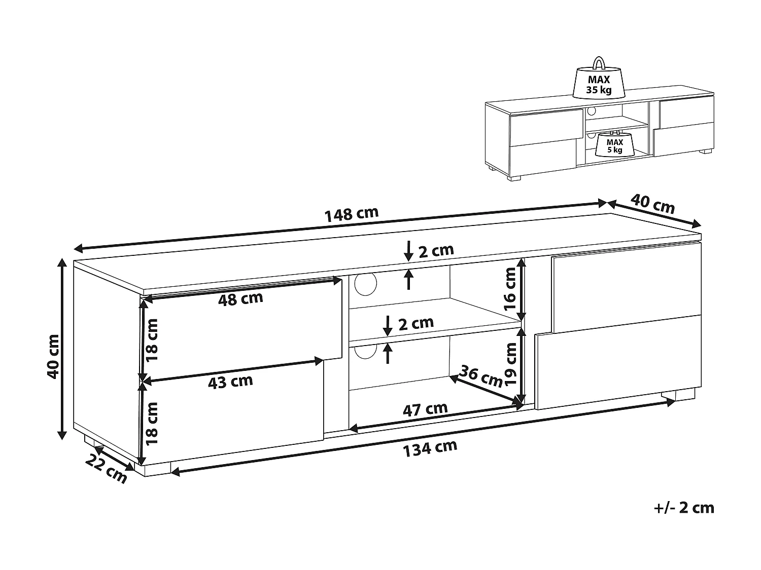 Meuble TV STERLING Marron/noir