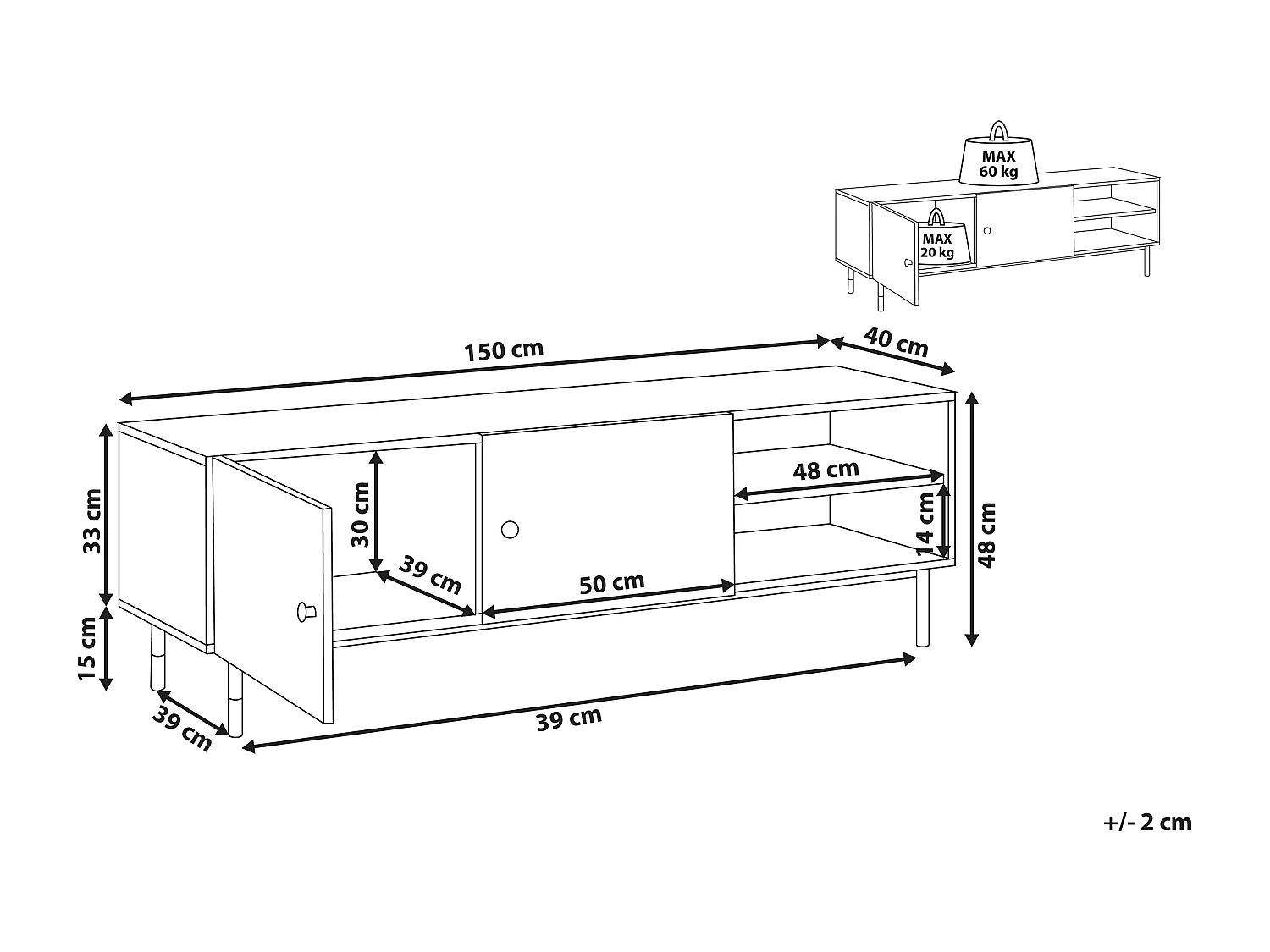 Szafka RTV ABILEN Brązowy/ czarny