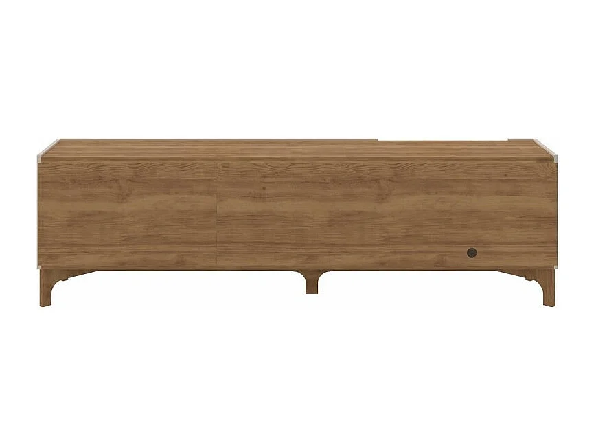 Meuble TV 72 Pouces Gris et Chêne 2 Portes Coulis. 5 Niches L 203 H 59.5 P 40 cm