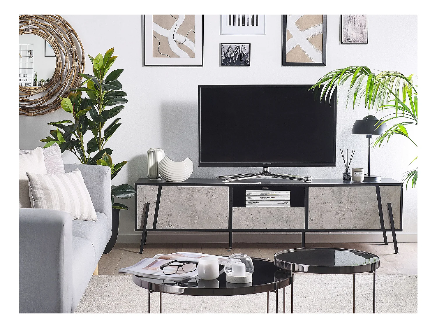 Szafka RTV BLACKPOOL Szary efekt betonu