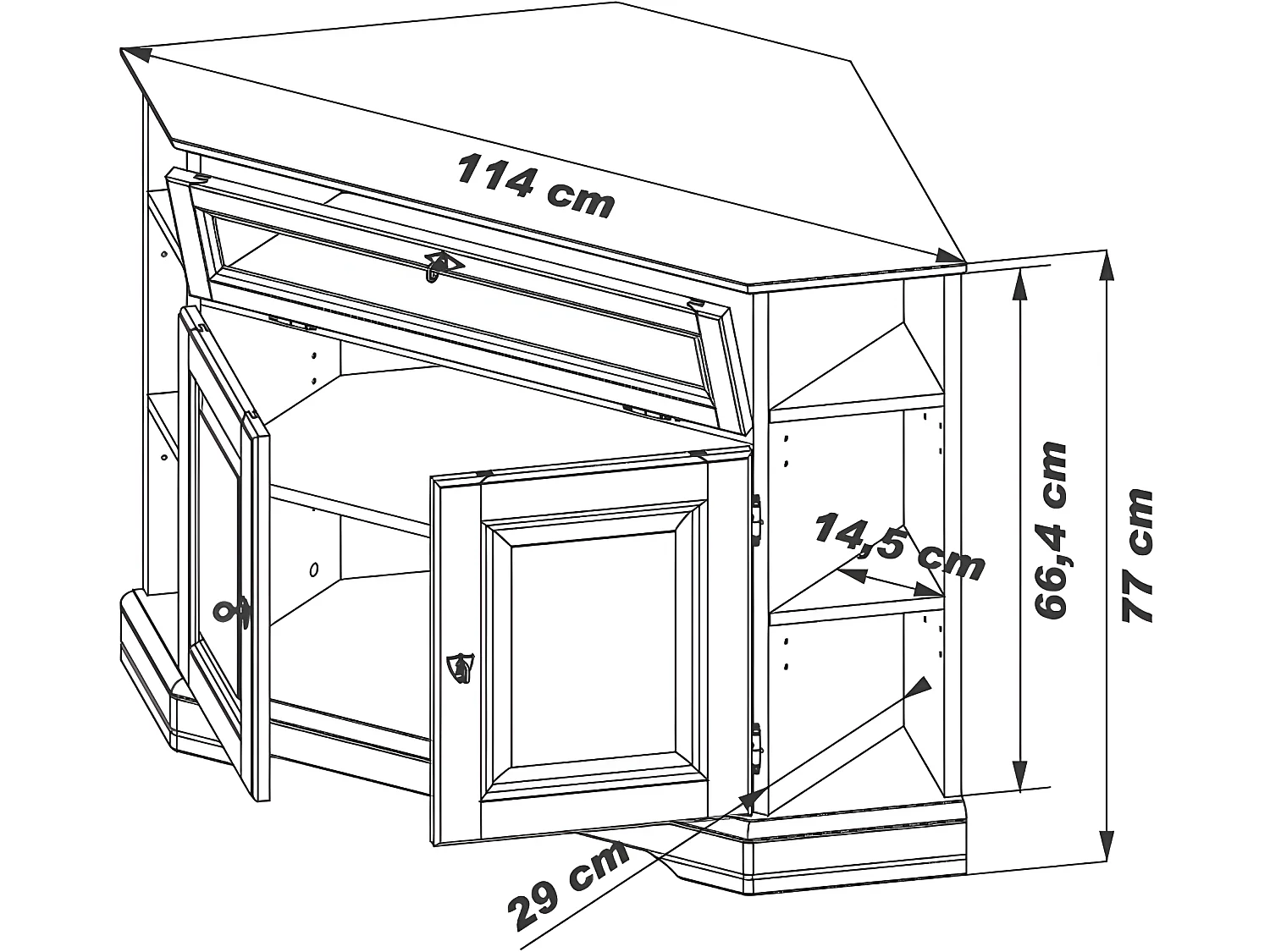 Meuble TV d'Angle 2 Portes Merisier