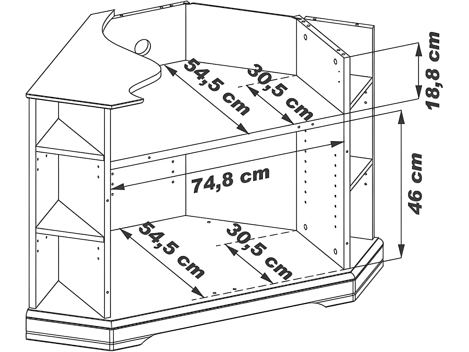 Meuble TV d'Angle 2 Portes Merisier