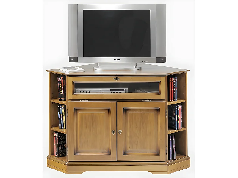 Meuble TV d'Angle 2 Portes Merisier