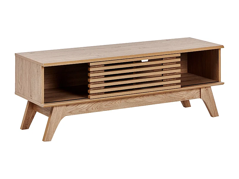 Trendy Fernsehtisch mit Schiebetür 2 Fächer Holzoptik braun 120x40 cm Toledo