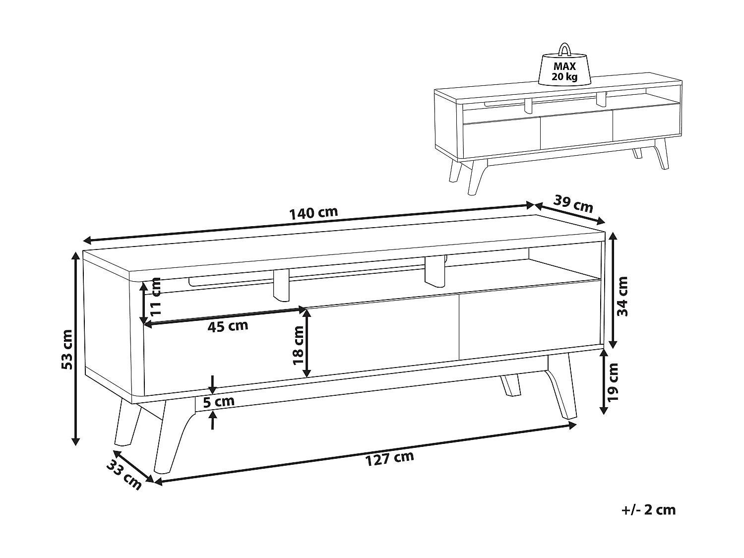 Mueble TV SYRACUSE Marrón/Blanco