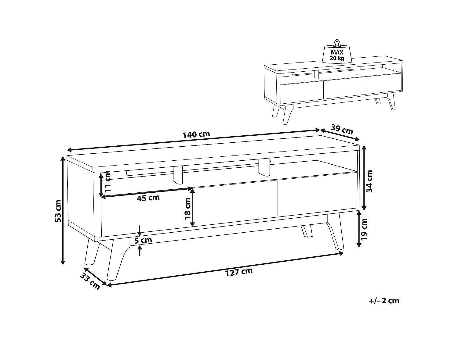 Szafka RTV SYRACUSE Brązowy/ biały