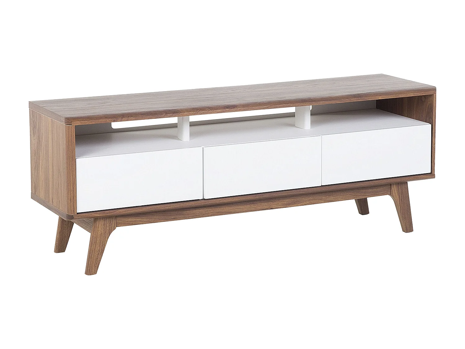 Moderner Fernsehtisch 3 Schubladen weiß/dunkler Holzfarbton MDF-Platte Syracuse