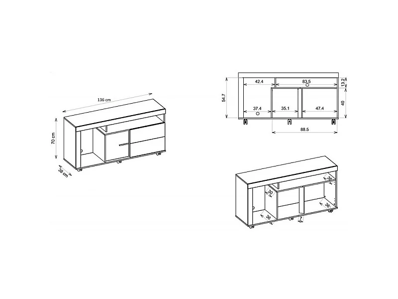Meuble TV 55 Pouces Maxi Blanc Ecru