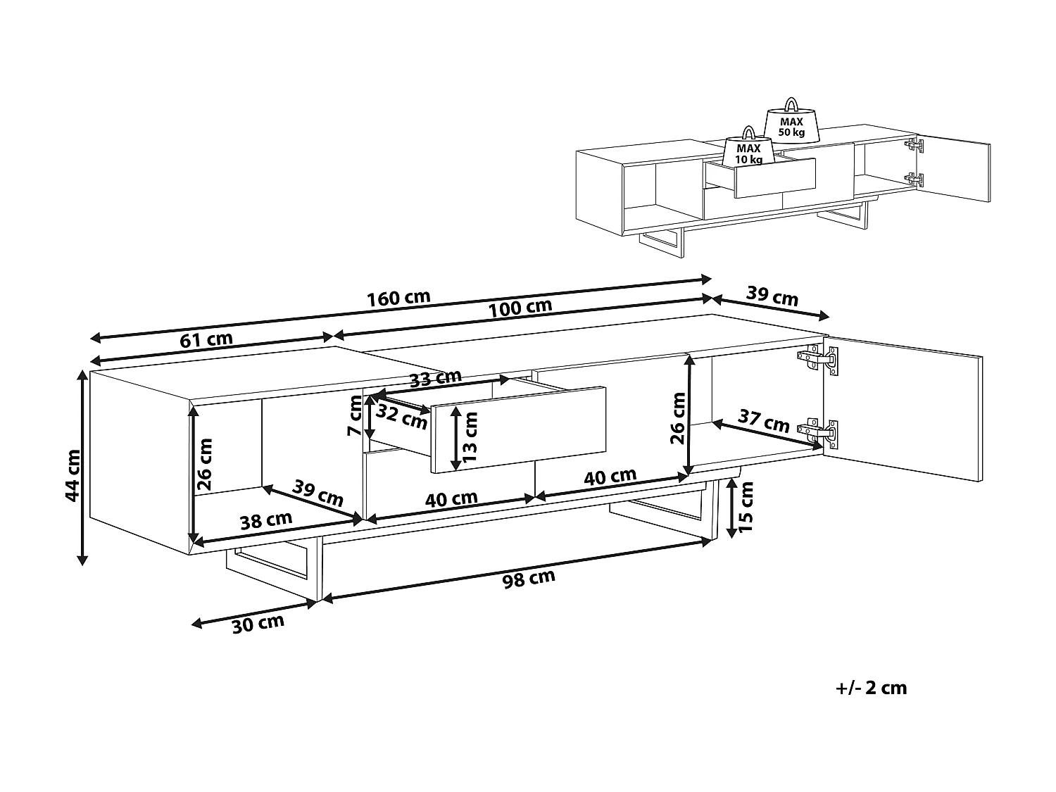 Meuble TV FIORA Marron/noir