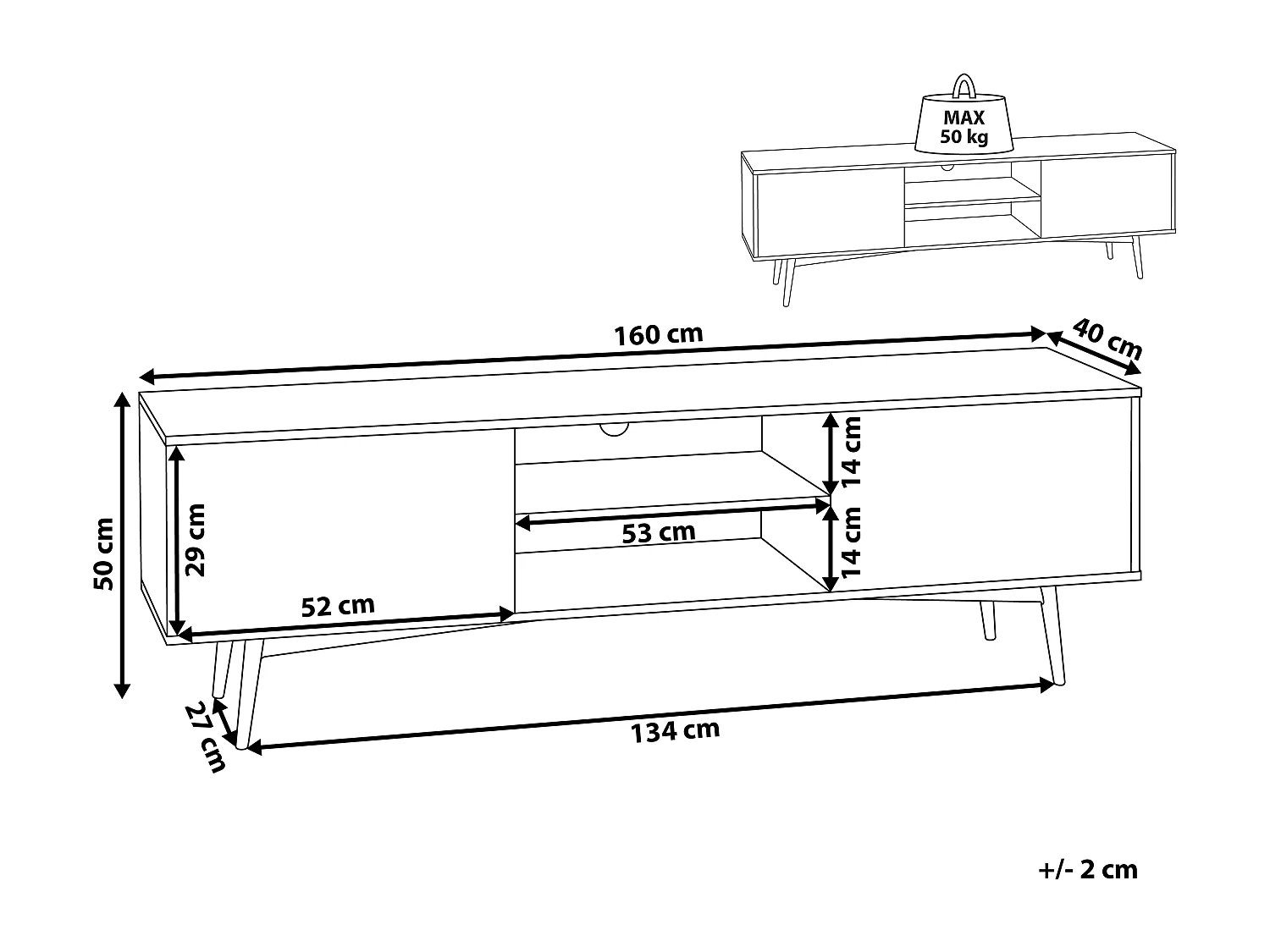 Szafka RTV TORVI Jasnobrązowy