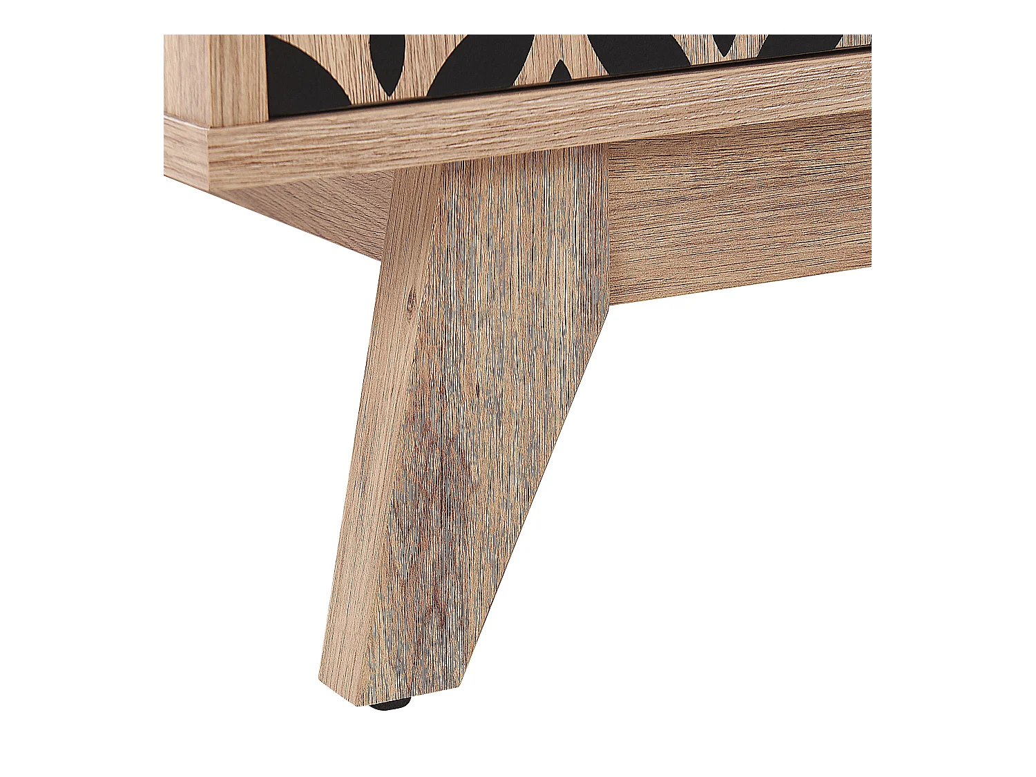 TV-Möbel heller Holzfarbton shwarzes geometrisches Muster Retro-Stil Prescot