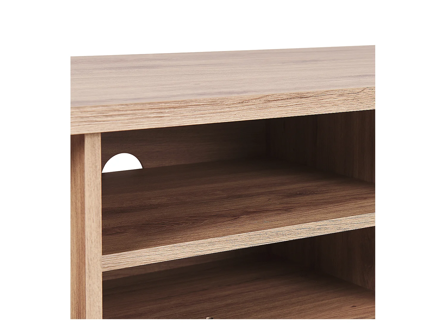 TV-Möbel heller Holzfarbton shwarzes geometrisches Muster Retro-Stil Prescot