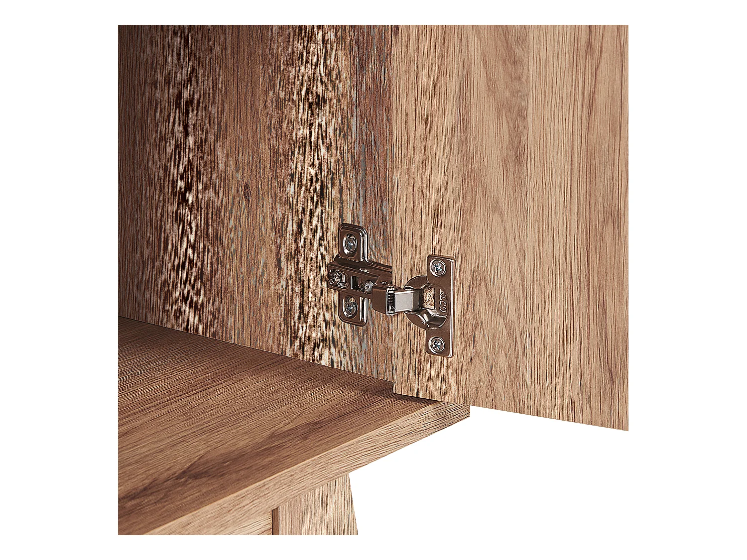 TV-Möbel heller Holzfarbton shwarzes geometrisches Muster Retro-Stil Prescot