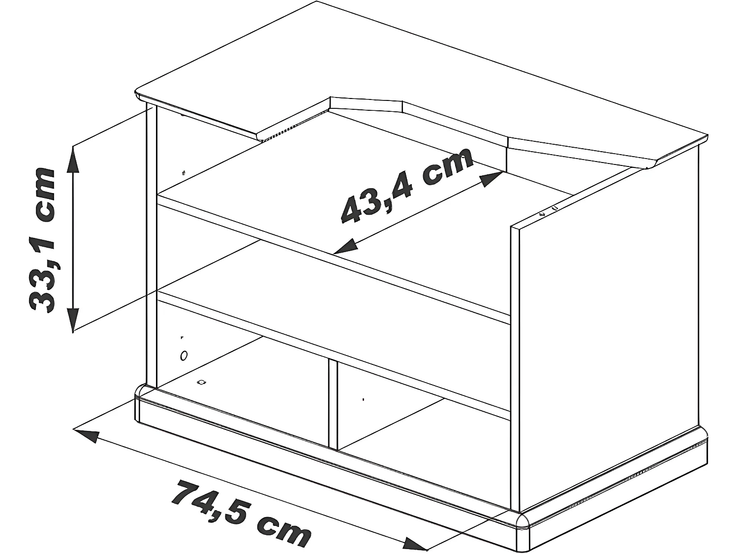 Meuble TV Merisier 2 Tiroirs Roulettes