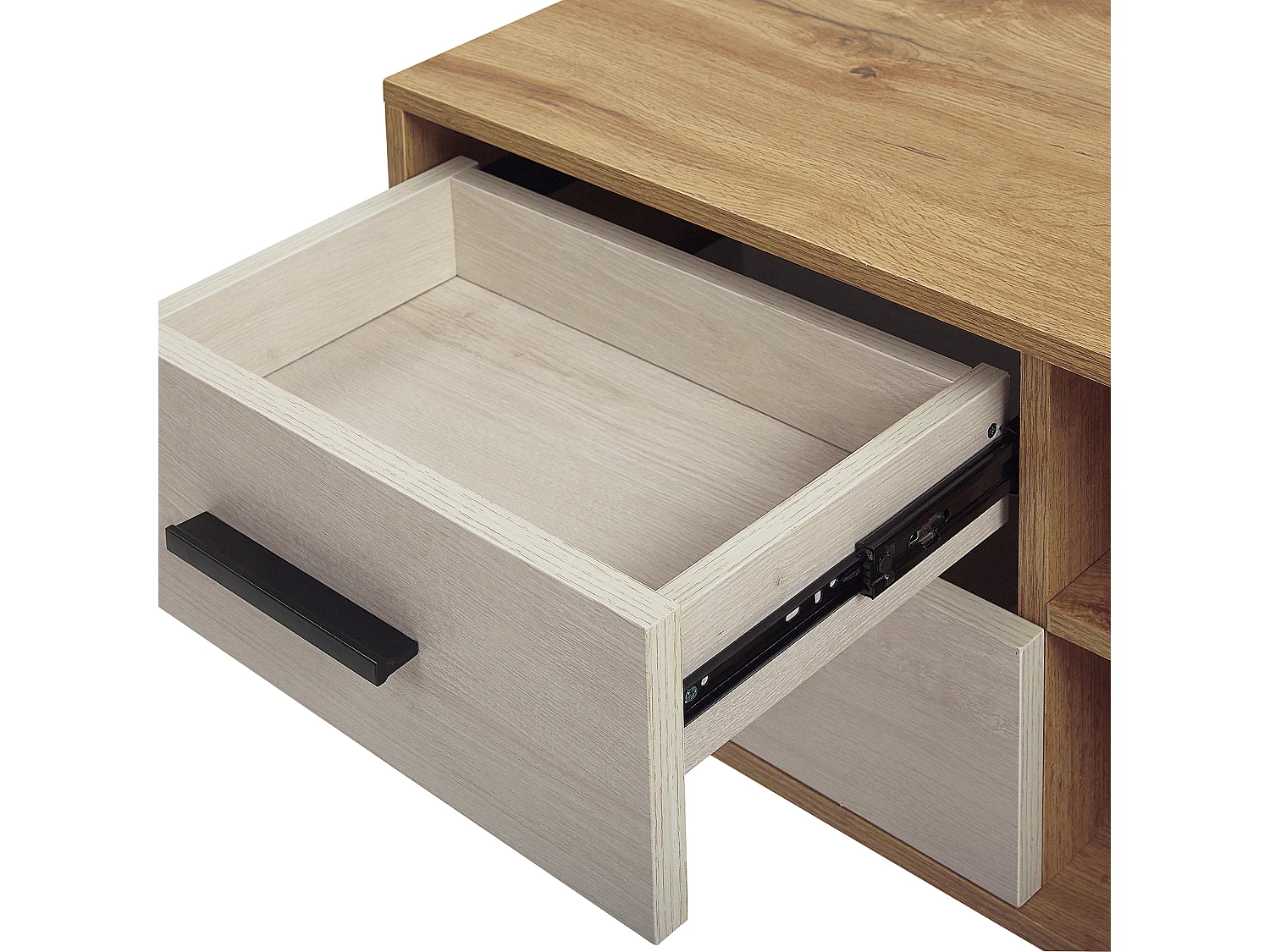 Multifunktionales TV-Möbel weiß/hellerHolzfarbton MDF Beine aus Holz Florida