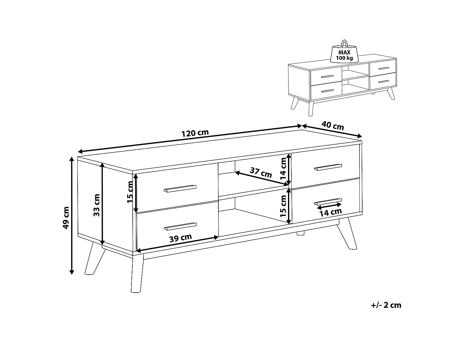 Meuble TV FLORIDA Marron clair