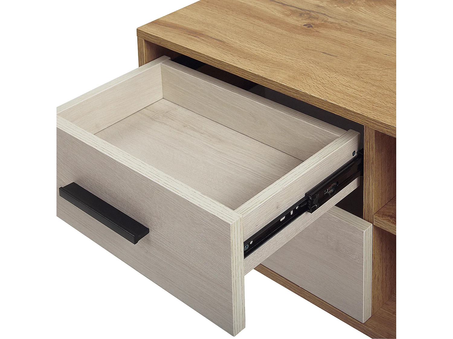 Multifunktionales TV-Möbel weiß/hellerHolzfarbton MDF Beine aus Holz Florida