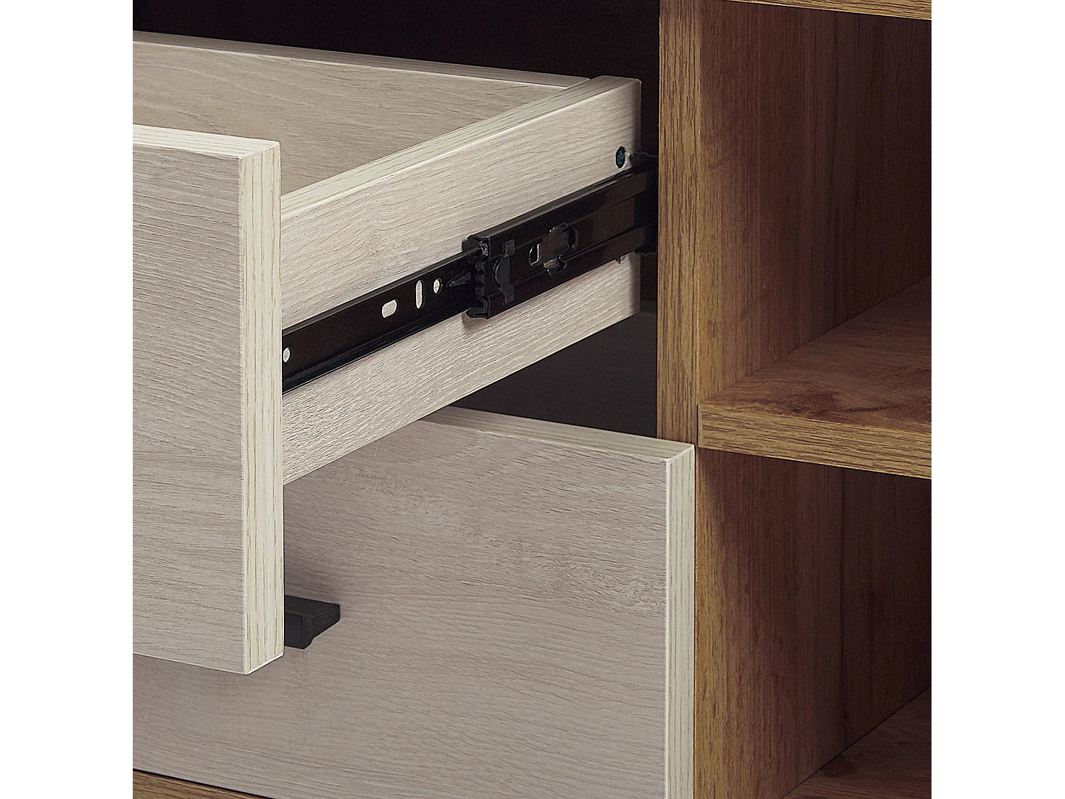 Multifunktionales TV-Möbel weiß/hellerHolzfarbton MDF Beine aus Holz Florida