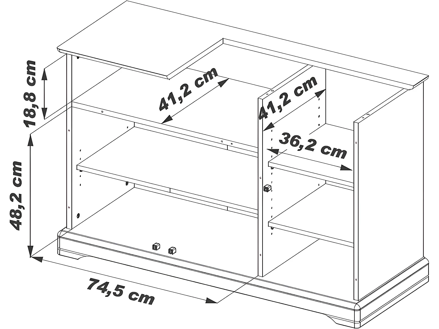 Meuble TV 55 Pouces Merisier 3 Portes 1 Abattant Vitré