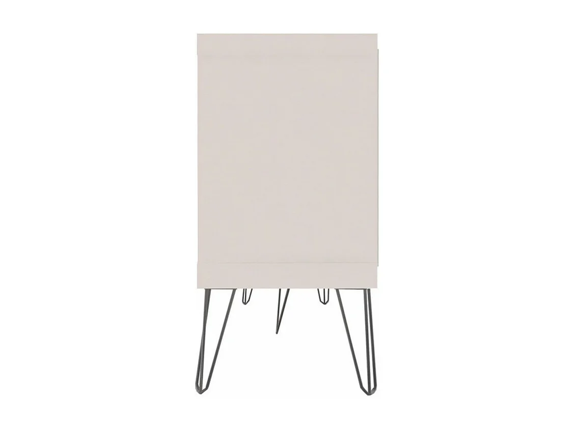 Meuble TV 72 Pouces Blanc et Chêne 4 Niches 2 Portes Coulis. L 180 H 65 P 33 cm