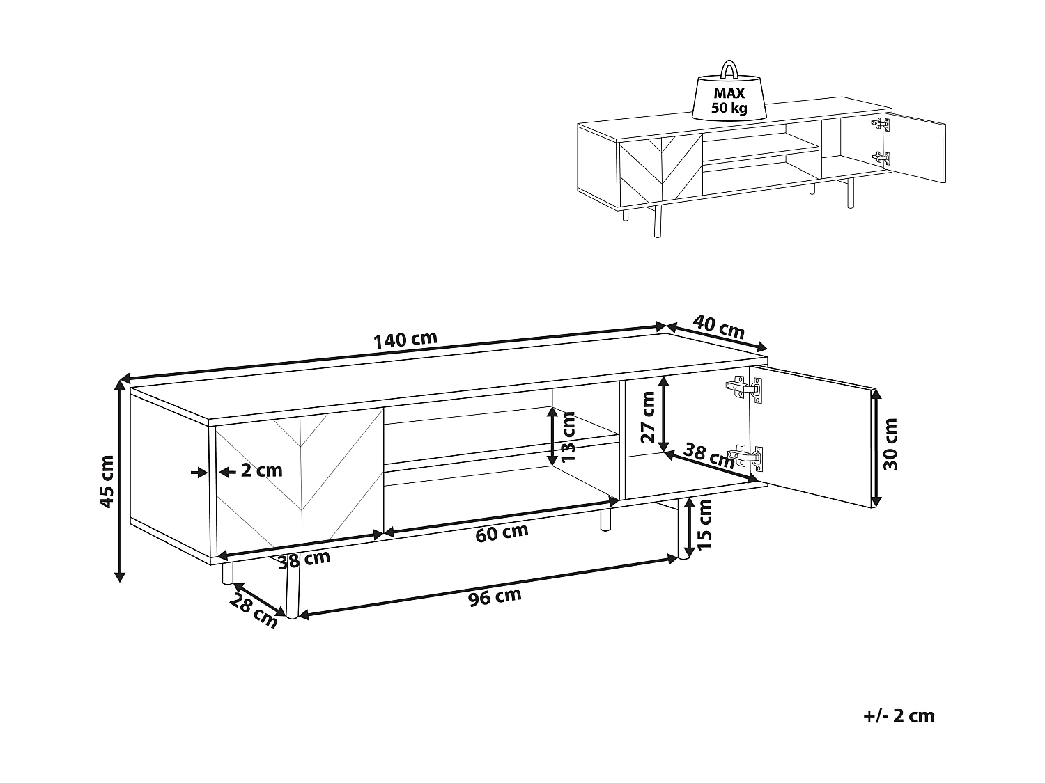 Szafka RTV SALINA Brązowy/ czarny