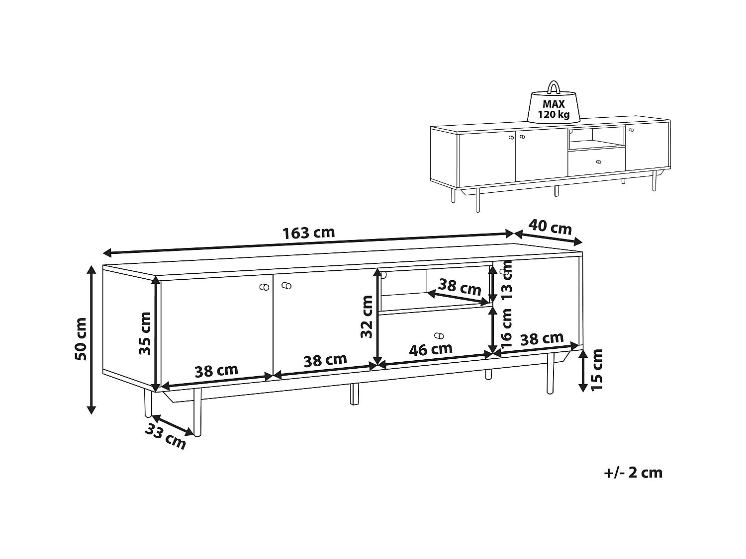Móvel de TV ITACA Castanho/Branco