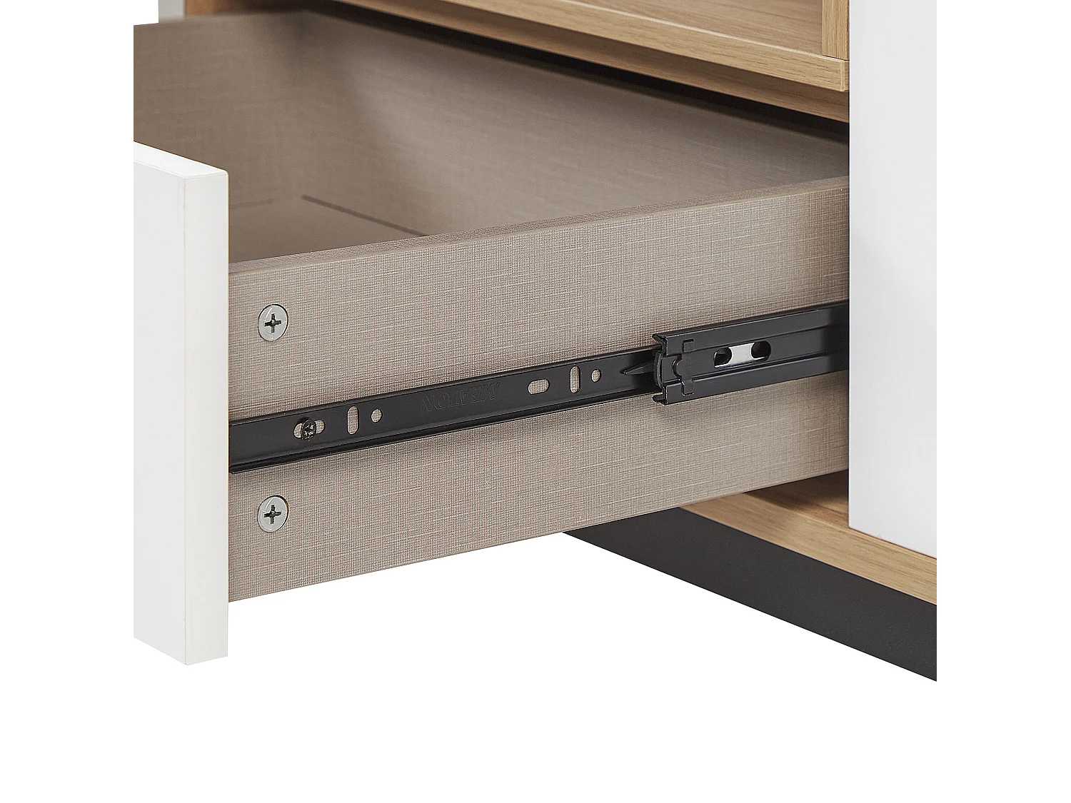 TV-Möbel weiß hellbraun Holzoptik Schublade 3 Türen 1 Fach Retro Stil Itaca