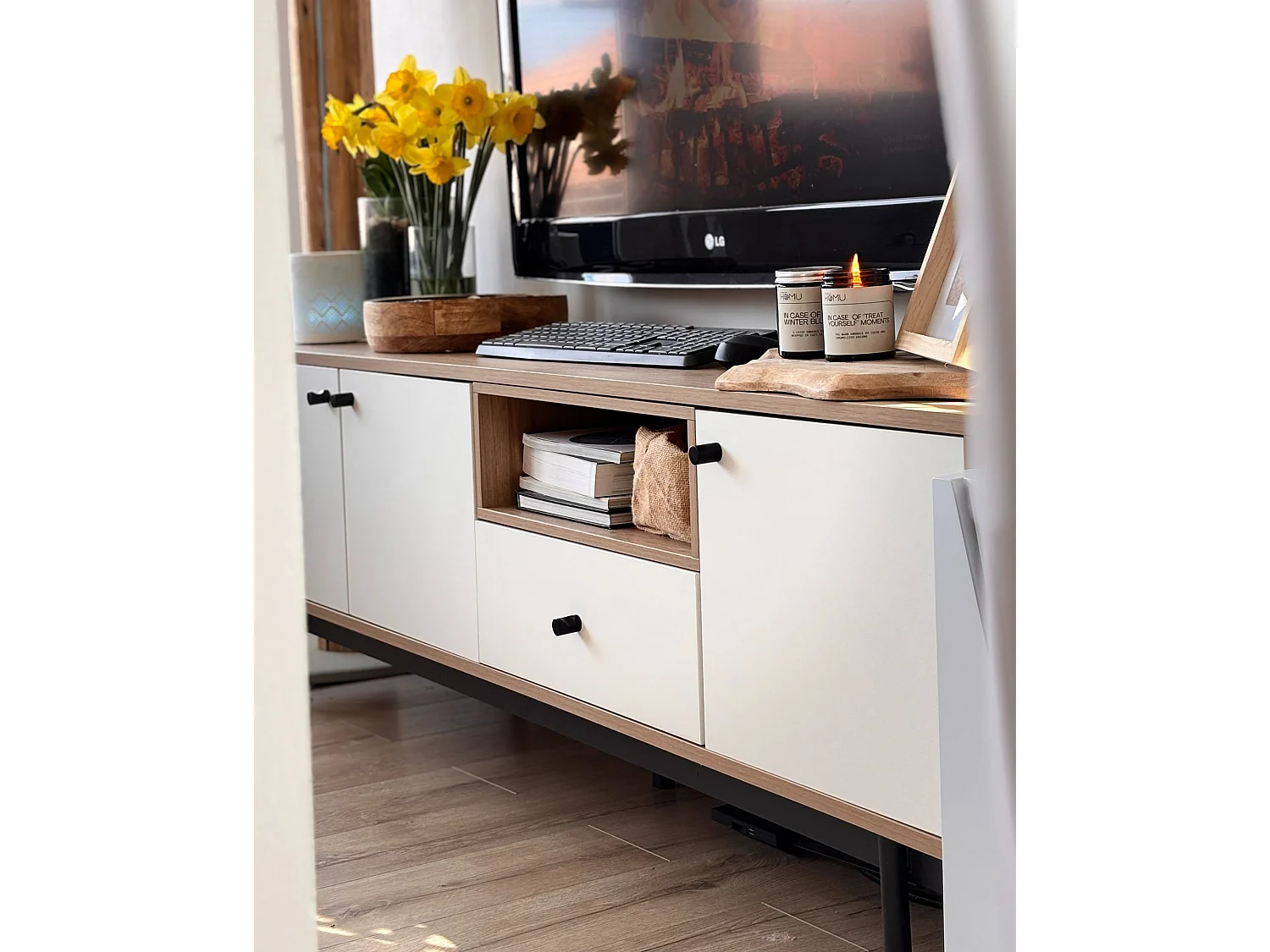 Meuble TV ITACA Marron/blanc