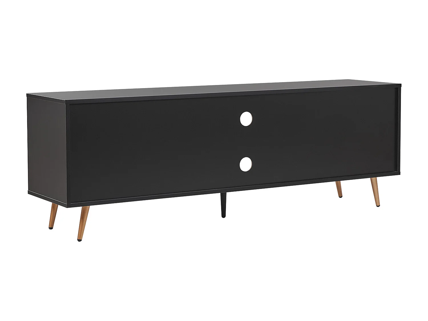 TV-Möbel mit 2 Schänken und 2 Fächern schwarz goldene Beine Retro Stil Indio