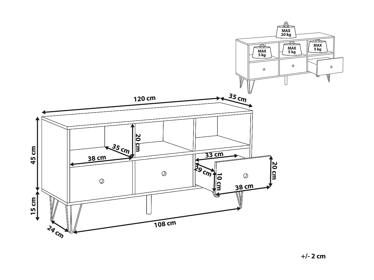 Mobile TV FOSTON Marrone/ Bianco