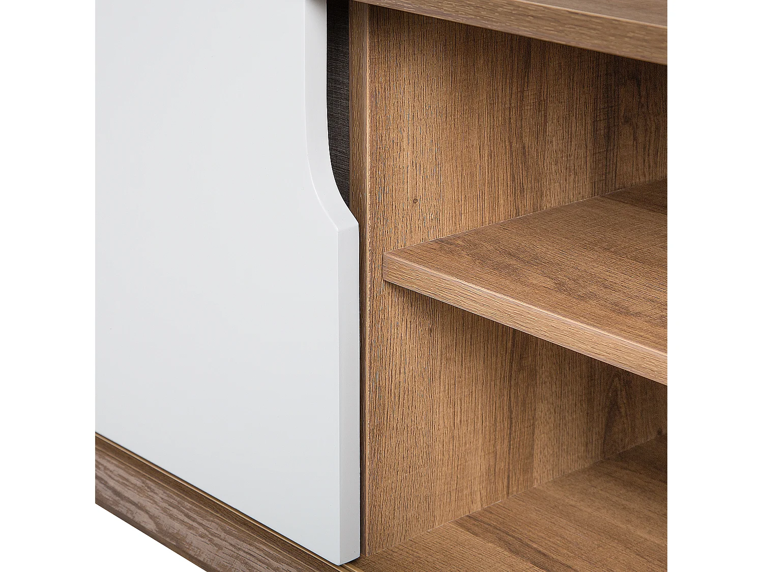 TV-Möbel weiss/heller Holzfarbton 2 Schubladen Acton