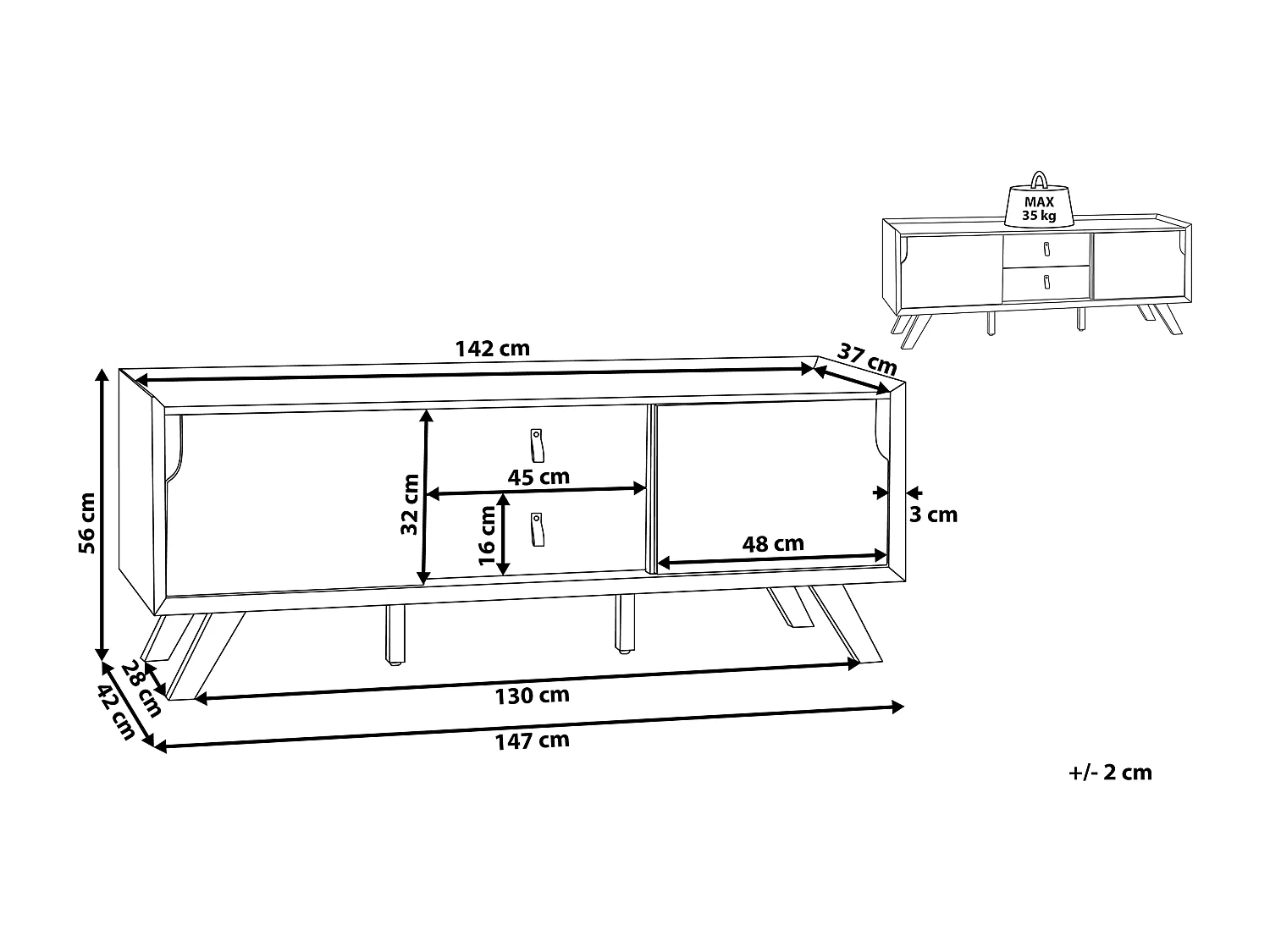 Szafka RTV ACTON Brązowy/ biały