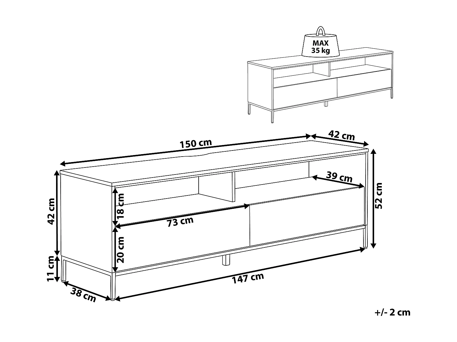 Szafka RTV LED SYDNEY Biały