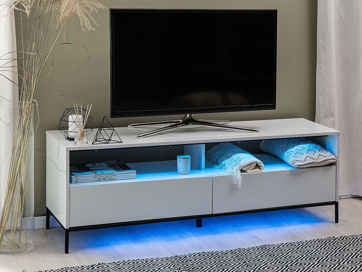 Meuble TV LED SYDNEY Blanc
