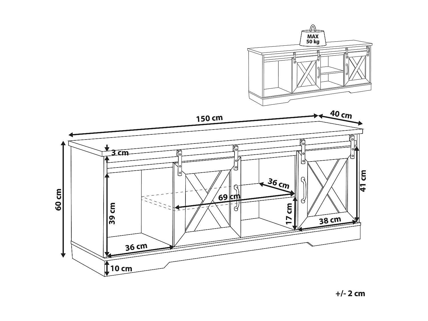 TV-meubel ULAN Lichtbruin