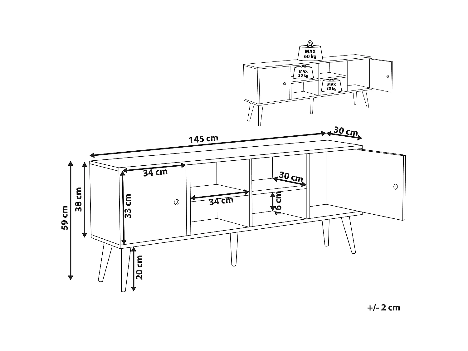 Szafka RTV CHANDLER Drewno Jasnobrązowy