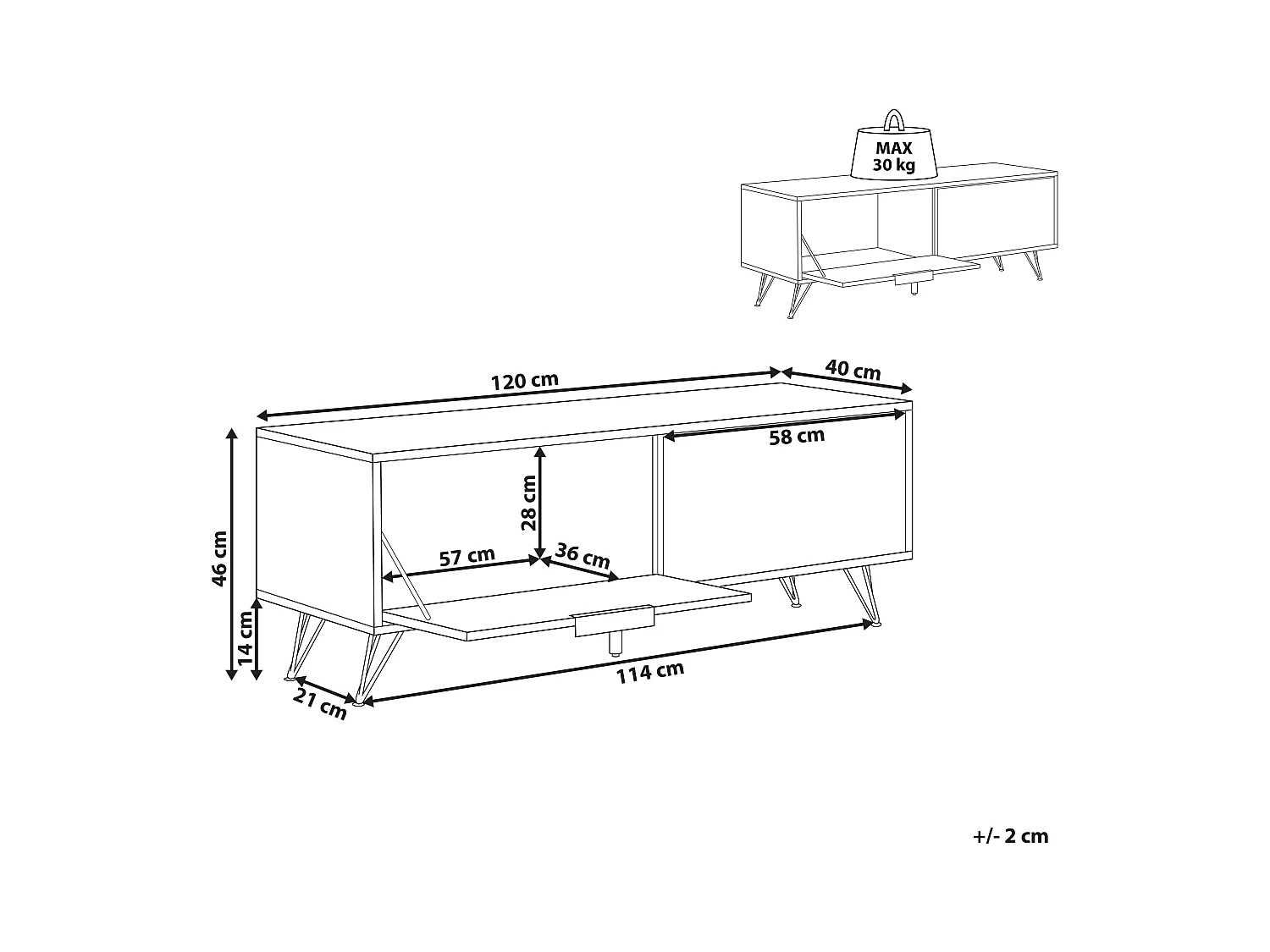 Szafka RTV HALSTON Brązowy/ czarny