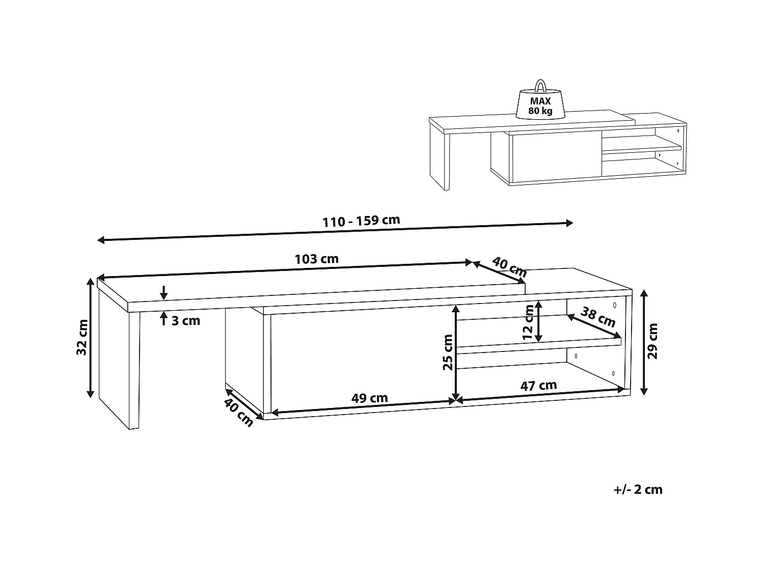 Meuble TV YONKERS Blanc