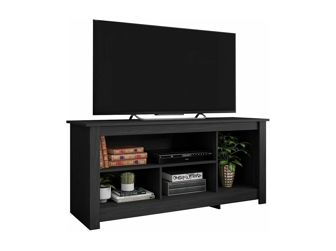 Meuble TV 55 Pouces Maxi Noir 4 Niches L 136 H 63 P 45 cm