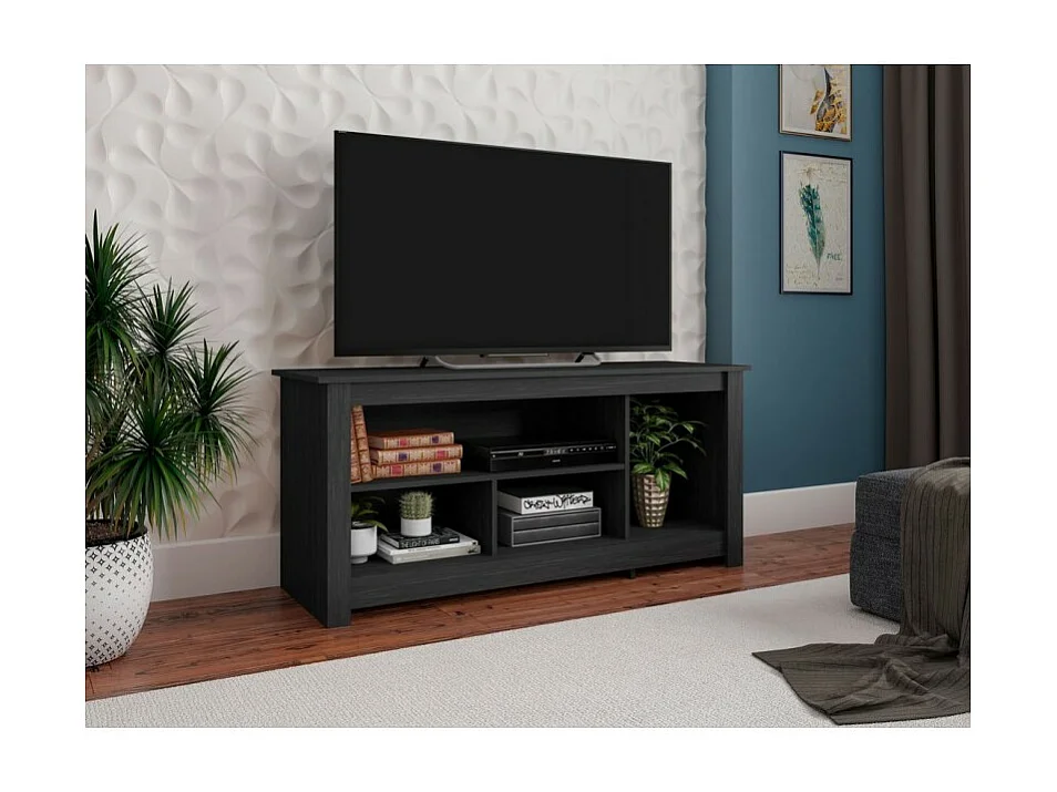 Meuble TV 55 Pouces Maxi Noir 4 Niches L 136 H 63 P 45 cm
