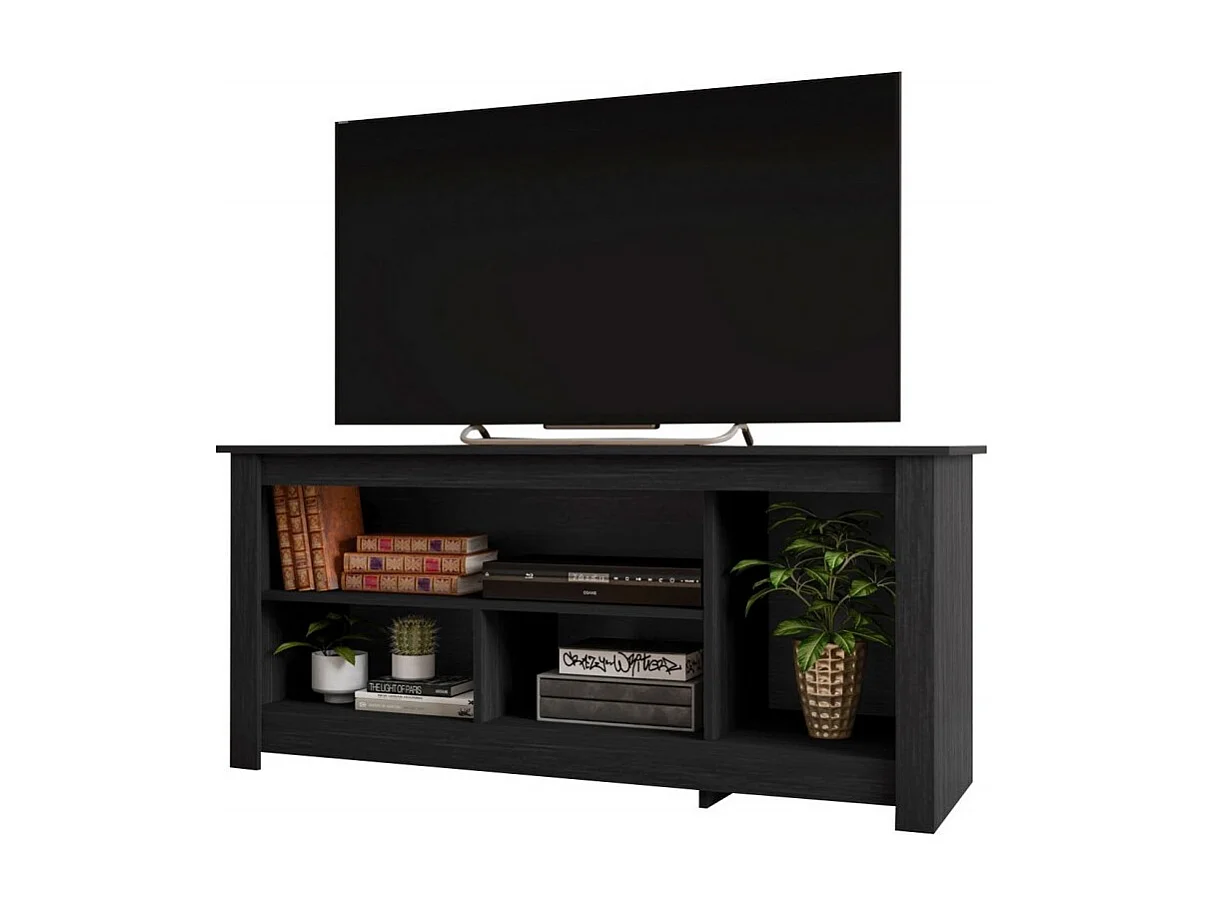 Meuble TV 55 Pouces Maxi Noir 4 Niches L 136 H 63 P 45 cm